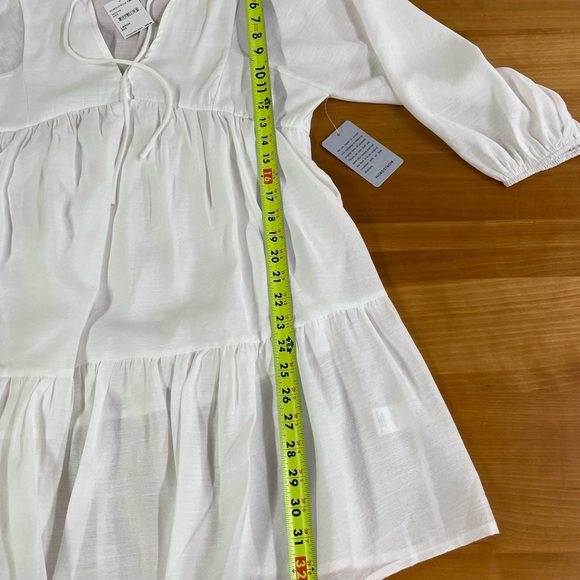 Stitchdrop NWT Saturday tiered long sleeve white dress large - Picture 7 of 8